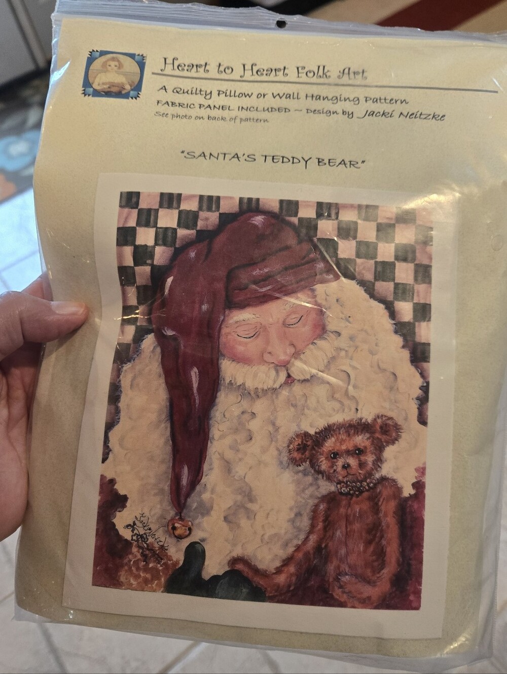 Santas Teddy Bear Craft Kit Pillow Or Wall  Hanging Heart To Heart Folk Art